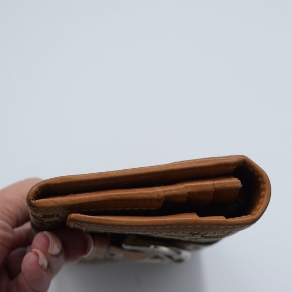 Coach Soho Buckle Signature "C" Canvas and Tan Leather Wallet - Picture 7 of 12